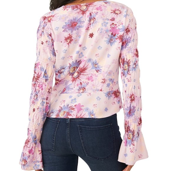 Free People Venice Floral Tie-Front Top Large | Rose Combo | NWT | Boho Blouse - Picture 7 of 13